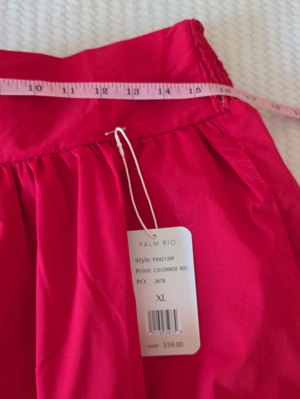 Palm Rio Bright Red Gathered Midi Skirt Brand New - Picture 3 of 9